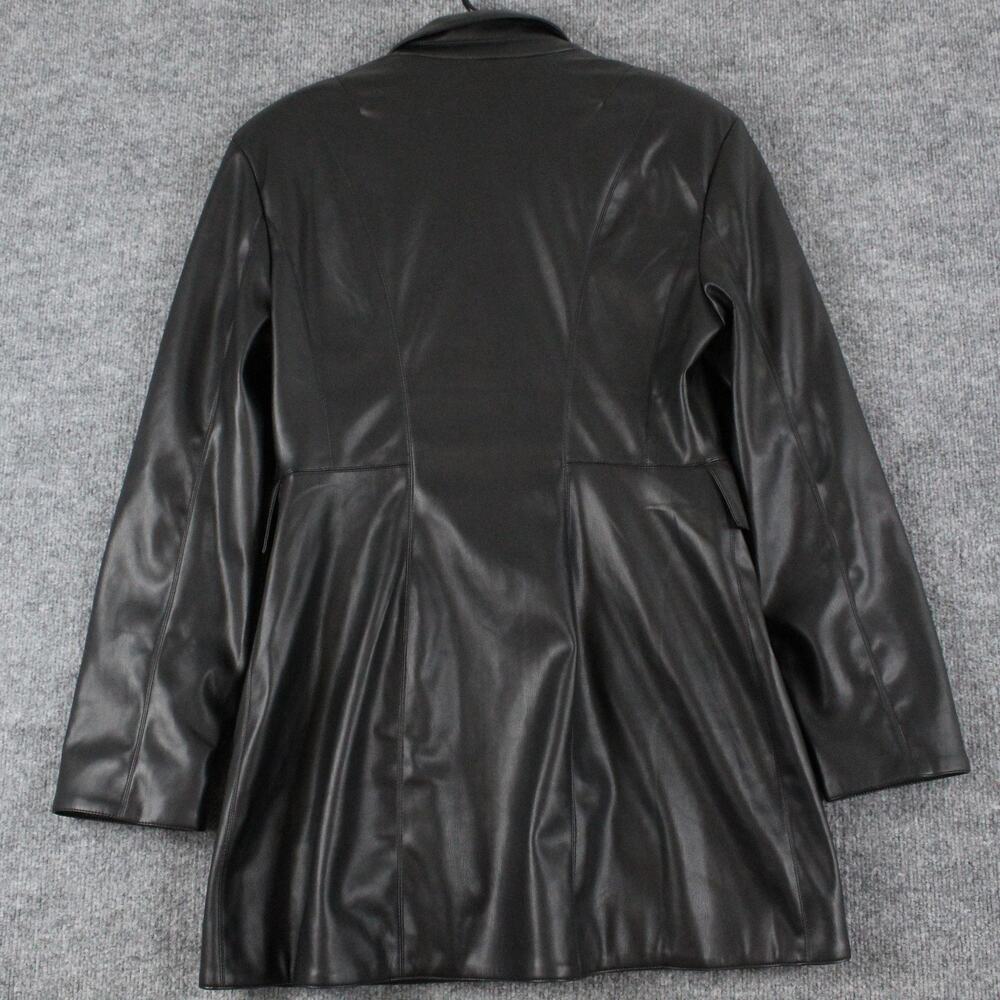 Khy x Namilia Dress Large Black Faux Leather Blazer Mini Chic Trench Night Out - Picture 11 of 14